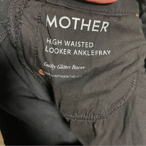 MOTHER High Waisted Looker Ankle Fray Jeans in Guilty Glitter Racer Size 29 - Picture 4 of 7
